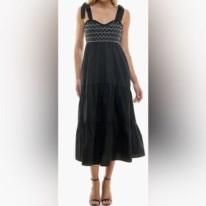 Smocked top Black Tiered Dress